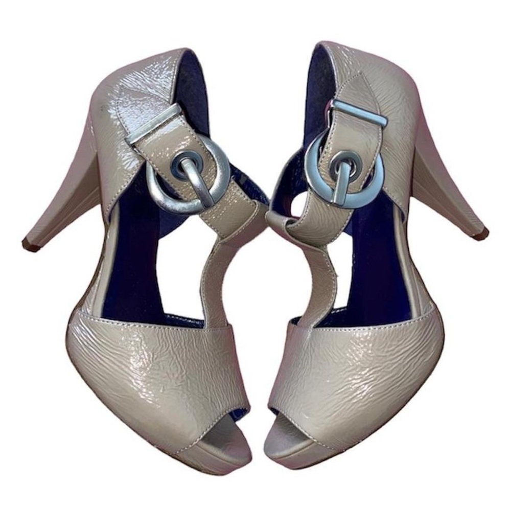Candies tan faux leather pumps nude heels